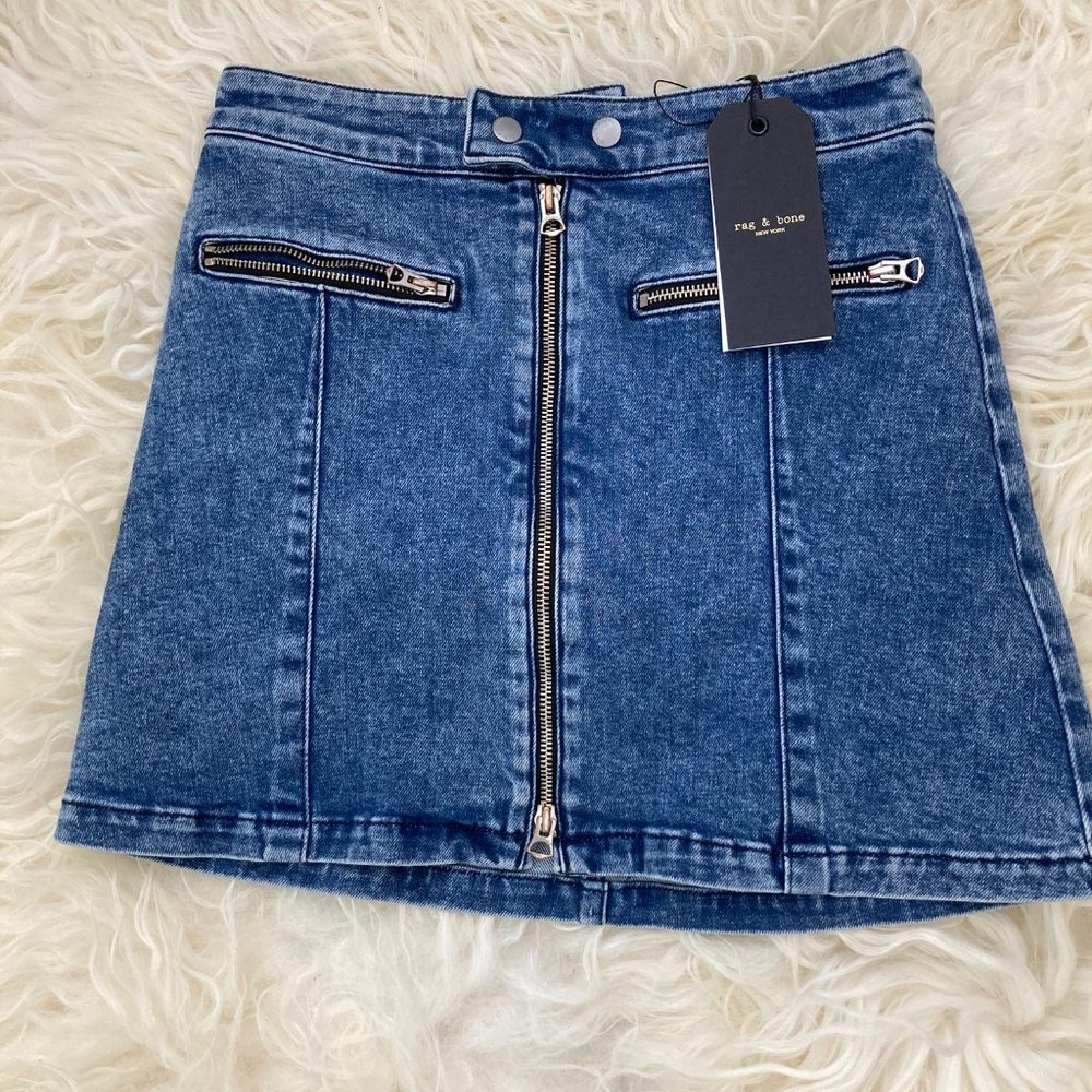 rag & bone Isabel Zip-Front Denim Mini Skirt - Picture 4 of 15